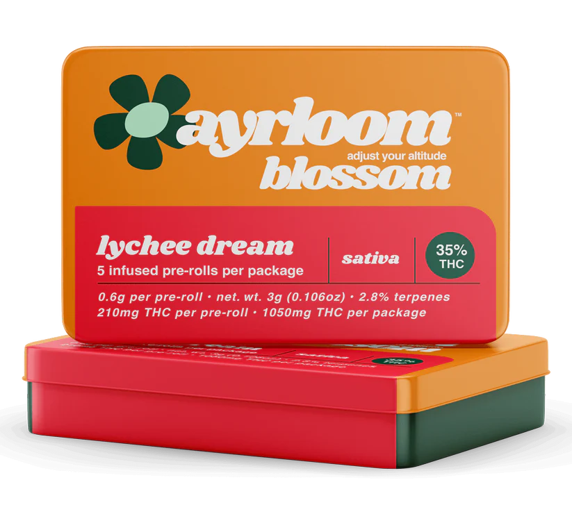 Photograph of product: Ayrloom Blossom | Lychee Dream | Pre-Roll 5 Pack | 3g