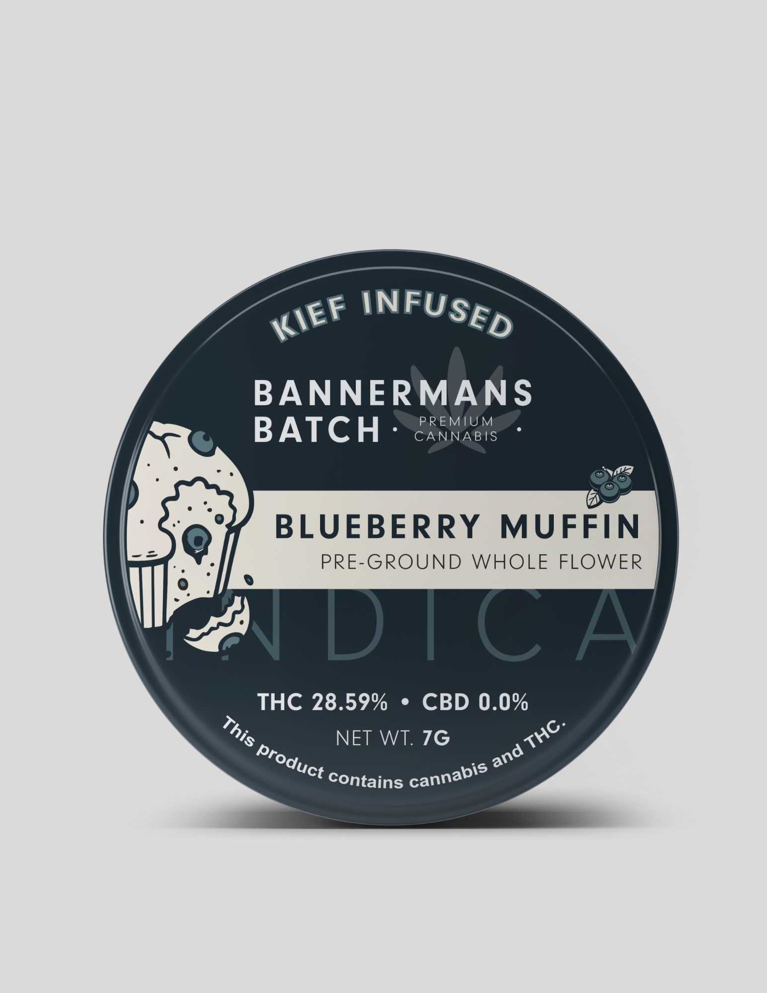 Photograph of product: Bannermans Batch | 7G Kief Infused Ground Flower | Blueberry Muffin
