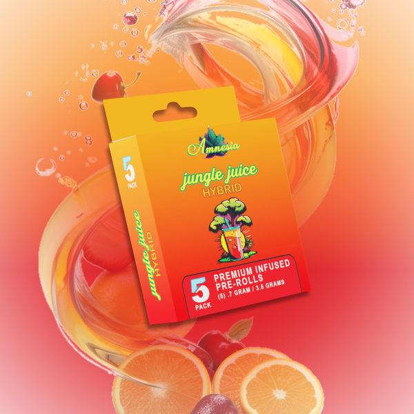 Photograph of product: Amnesia | Jungle Juice | 5-Pack (.7g) Infused Pre-Rolls