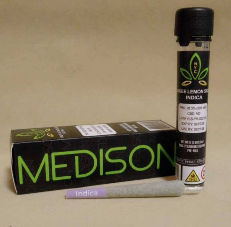 Photograph of product: Medison | 1g Pre-Roll | Yankee Lemon Skunk