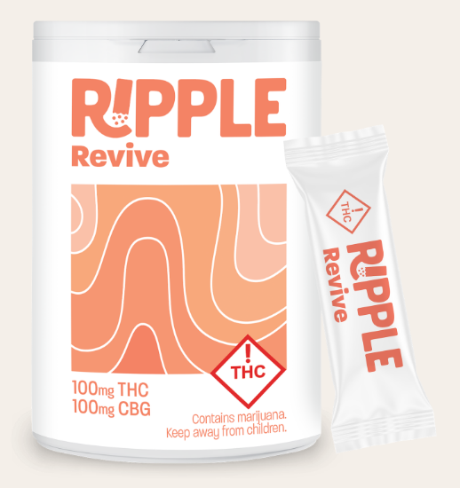 Photograph of product: Ripple - Quick Dissolve Powder - 1:1 TH-oui/CBG - Revive - 100mg