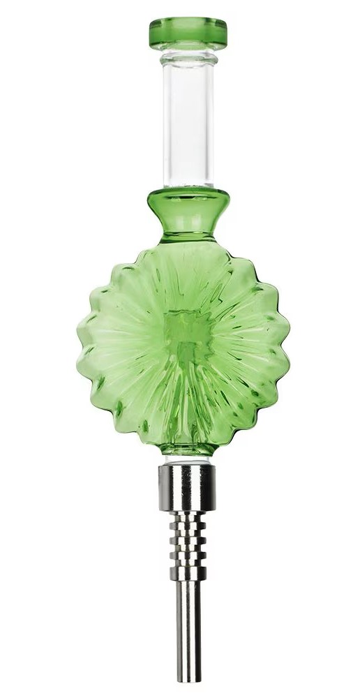 Photograph of product: Retro Art Deco Round Bubbler Glass Dab Straw 8"
