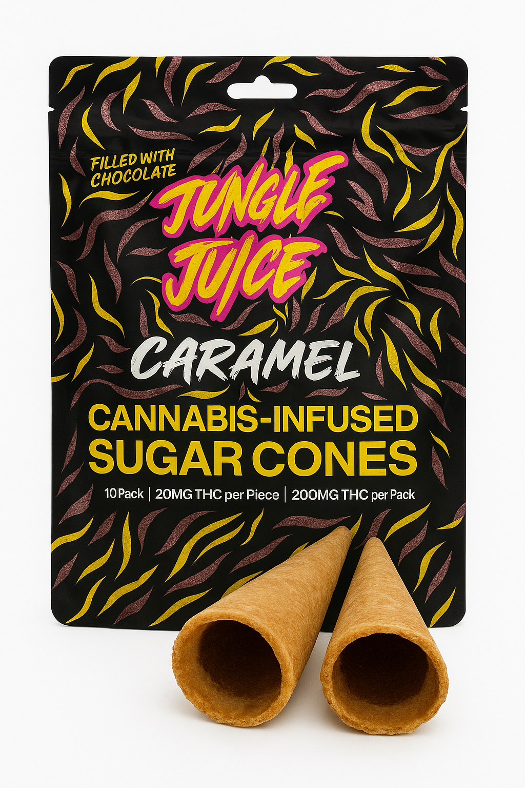 Photograph of product: Jungle Juice - Chocolate Caramel Cones - 200mg