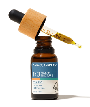 Photograph of product: Releaf Tincture 1:3 CBD:TH-oui | 15ml Tincture | Papa & Barkley