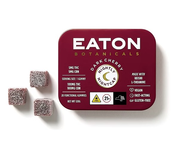 Photograph of product: Eaton Botanicals | Dark Cherry Nightly Nightcap | Gummies | 5mg TH-oui + 5mg CBN