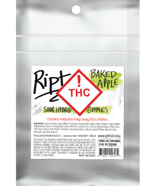 Photograph of product: Ript - Baked Apple (H) Gummies - 100mg