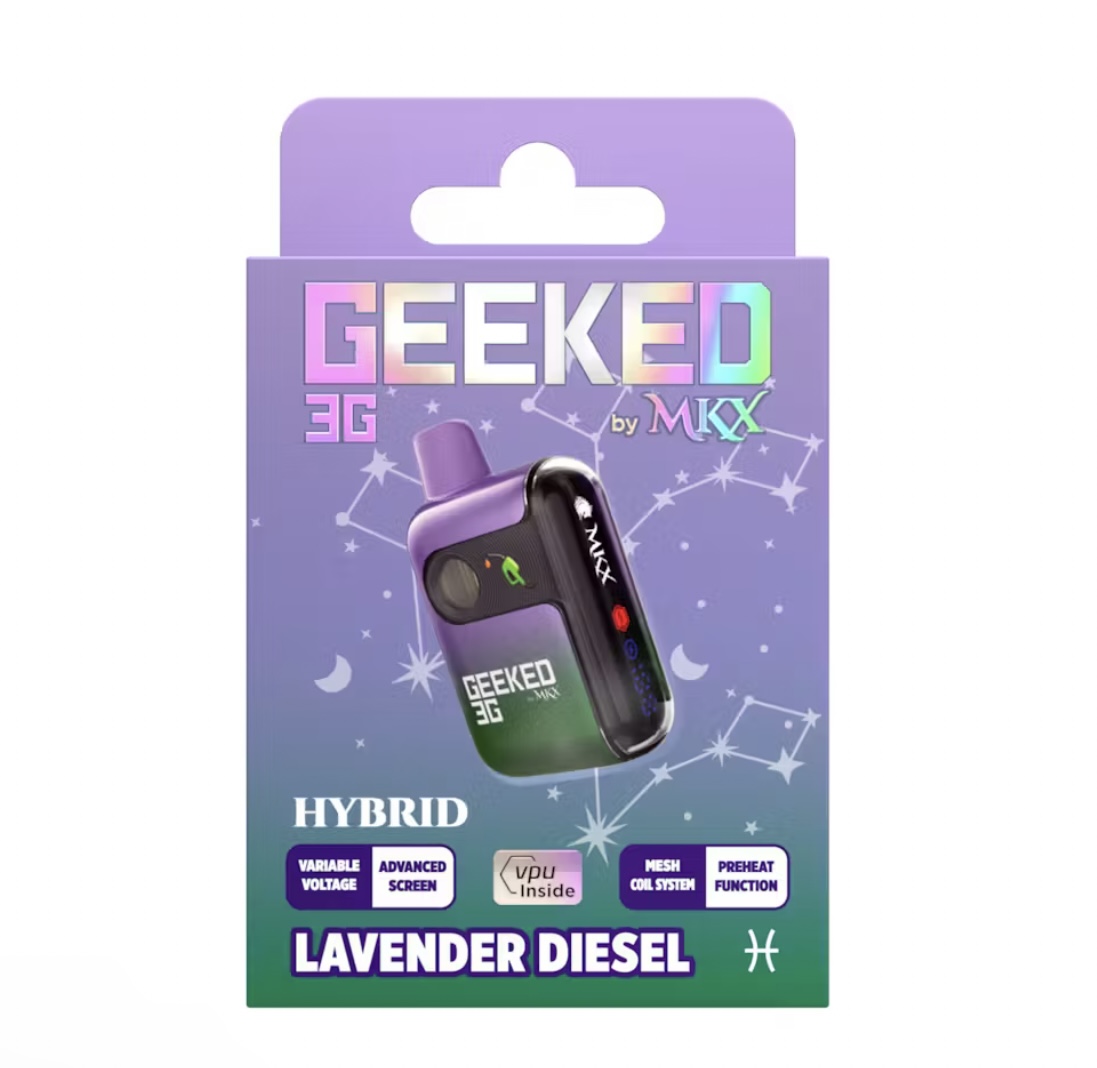 Photograph of product: GEEKED: Lavender Diesel 3G Vape Disposable