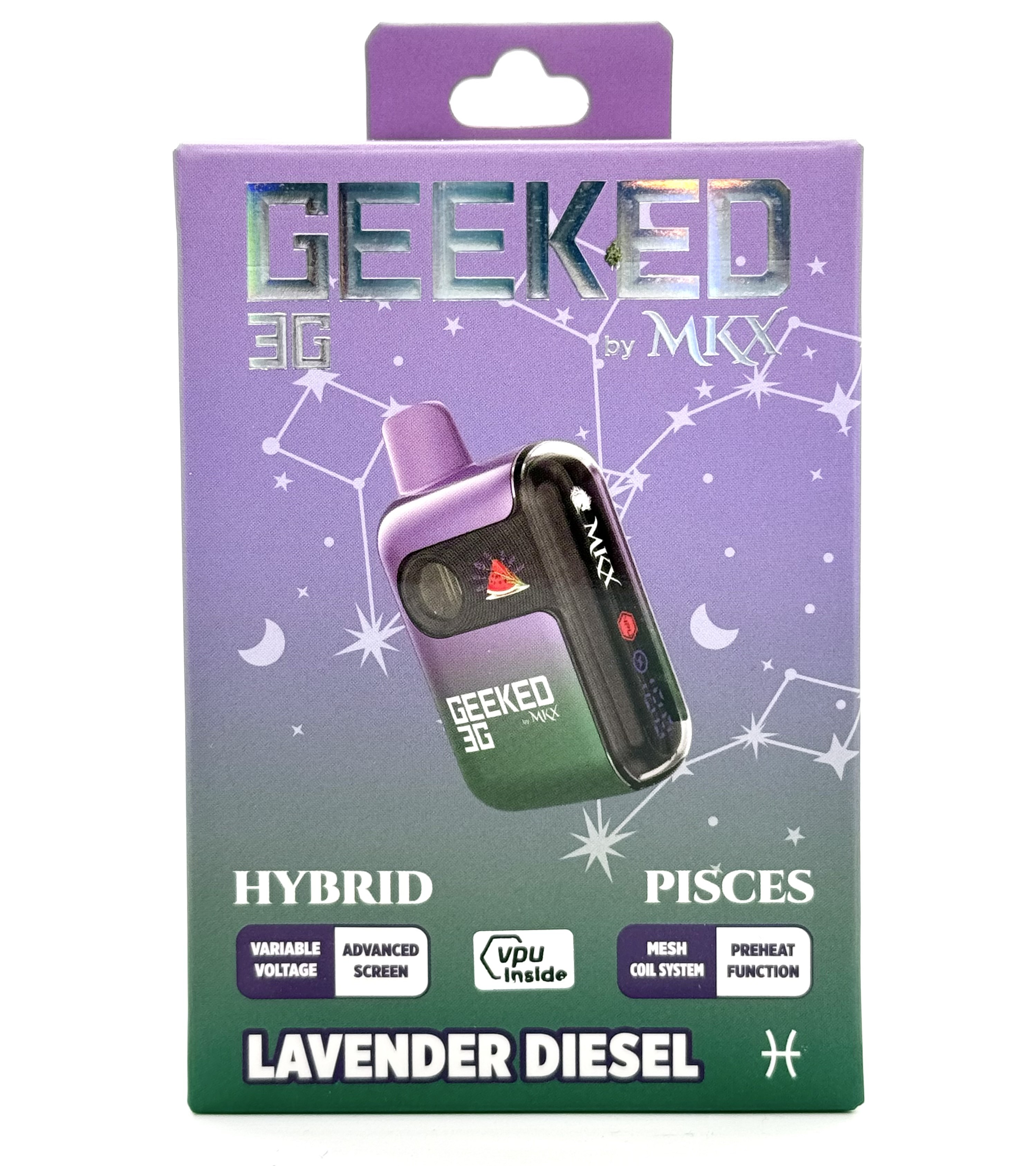 Photograph of product: Geeked x MKX Lavender Diesel Disposable Vape Rec