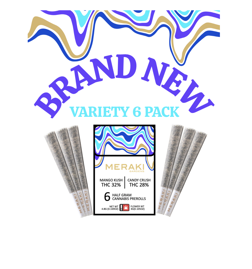 Photograph of product: Meraki Gardens - Kush Mints | Maltese Tige r- Preroll 6-pack