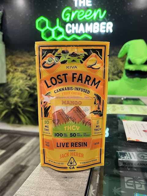 Photograph of product: Mango Jack Herer Resin TH-ouiv 10:5 Fruit Chews - edibles