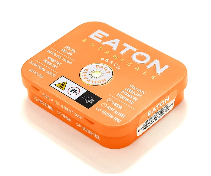 Photograph of product: Eaton Botanicals | Daily Elevation - Peach - 1:1 100mg TH-oui: 100mg CBG | 20pk