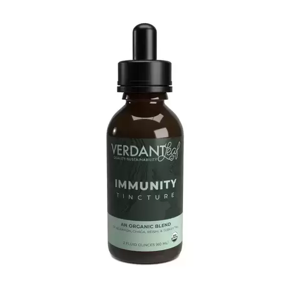 Photograph of product: Immunity - 2oz Tincture (Agarikon + Chaga + Reishi + Turkey Tail) - Verdant Leaf