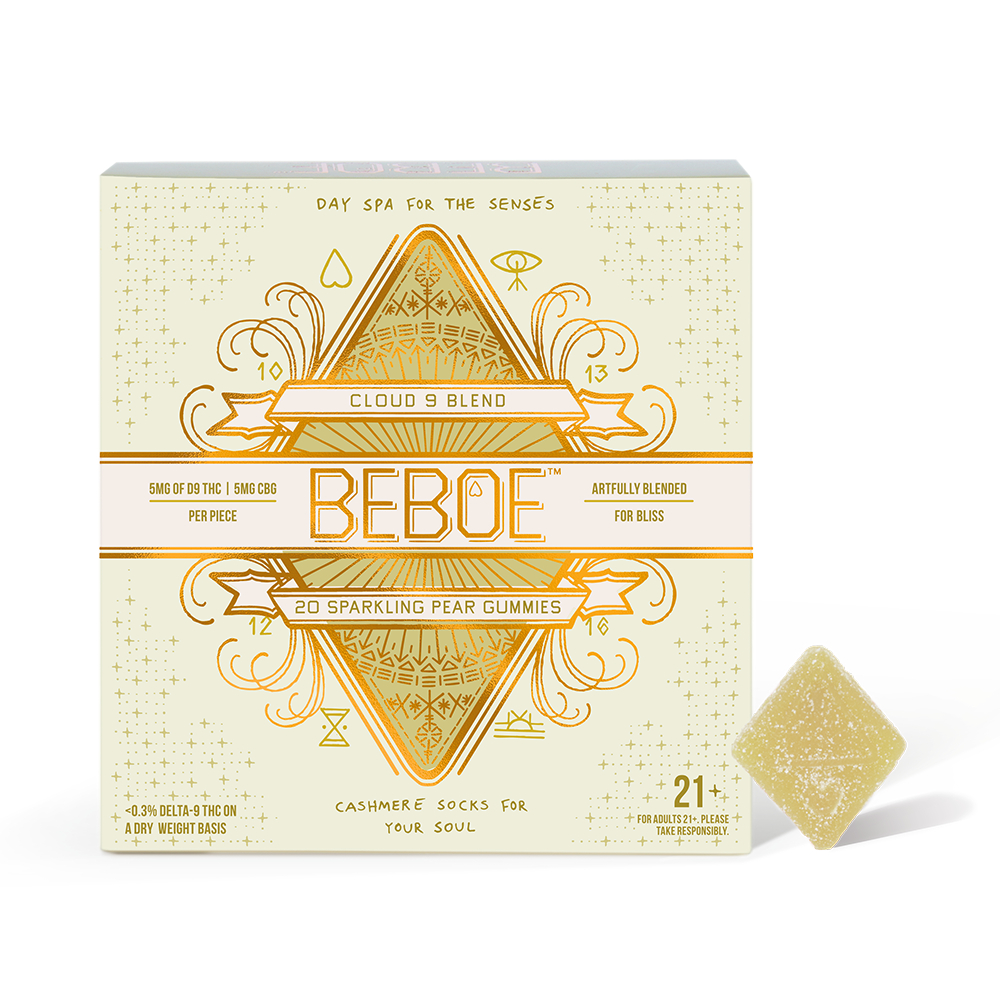Photograph of product: Beboe - Sparkling Pear 1:1 TH-oui:CBG Gummies - 100mg/10pk