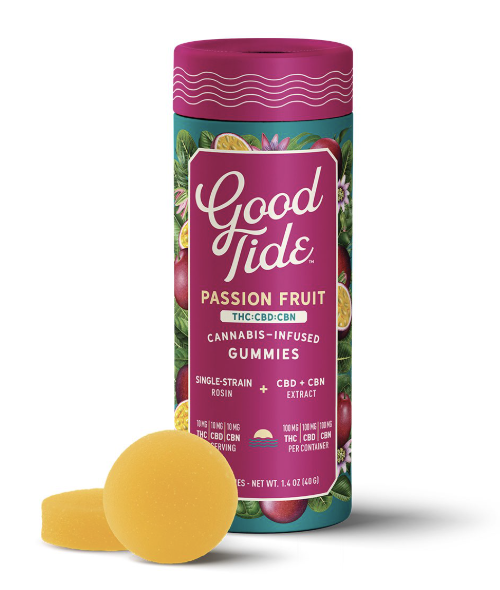 Photograph of product: Good Tide | Passion Fruit | 200MG Hash Rosin Gummies