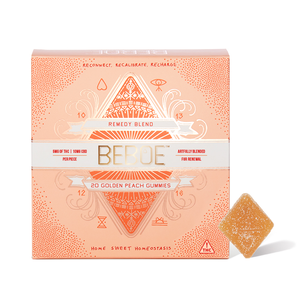 Photograph of product: 2:1 Cbd/Thc Golden Peach Gummies 100mg {833}