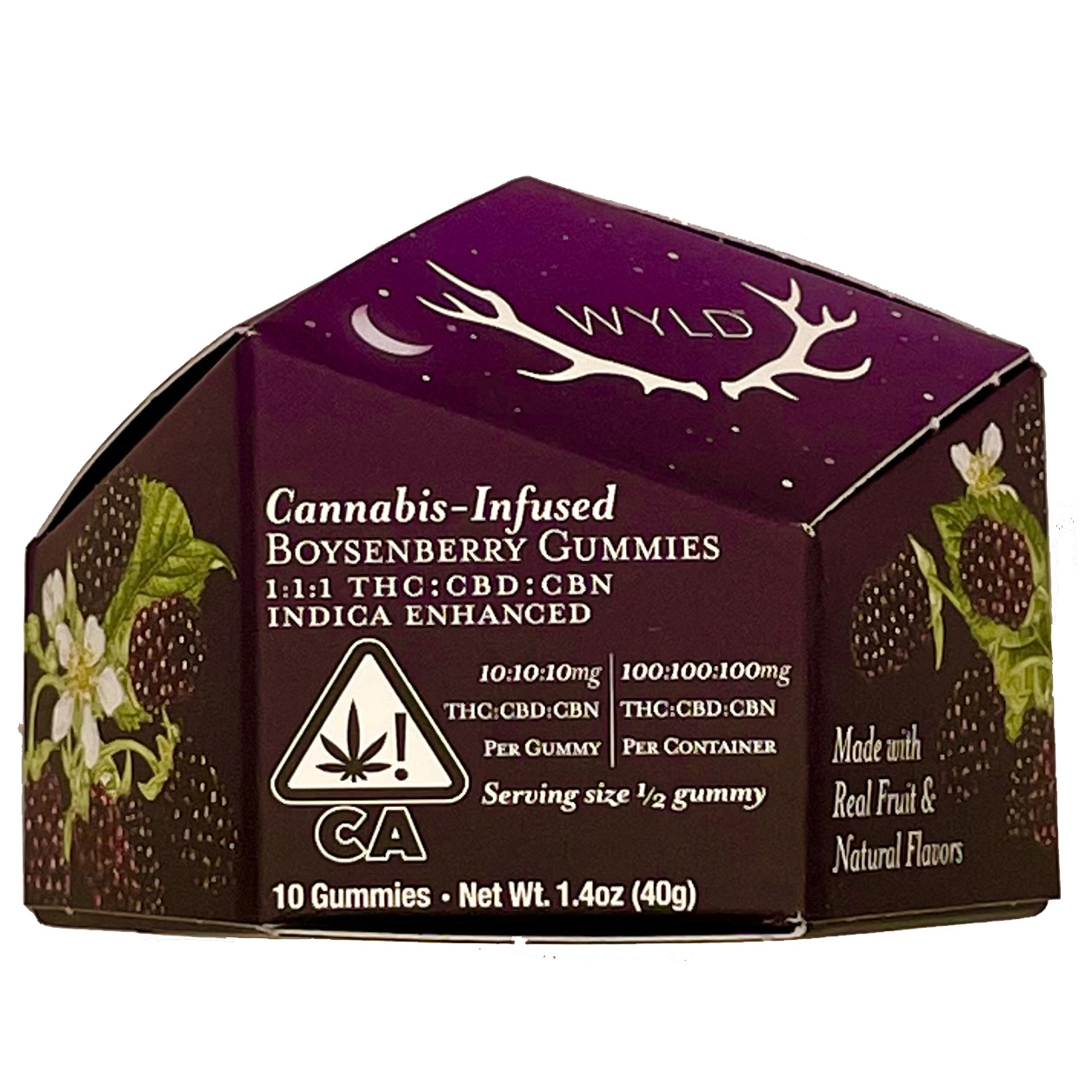 Photograph of product: WYLD - Boysenberry Gummies 1:1:1 TH-oui:CBD:CBN - 10 Pack