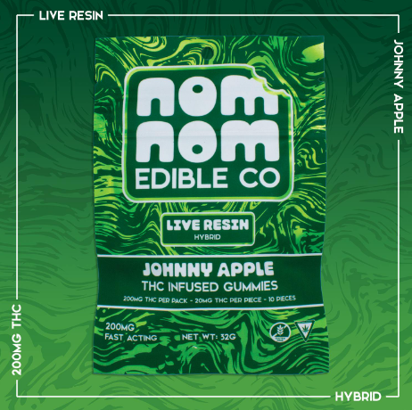 Photograph of product: Nom Nom: Johnny Apple Live Resin Gummies 200MG
