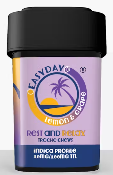 Photograph of product: Easyday: Lemon Grape Rest & Relax 100MG Gummies (10mgx10)
