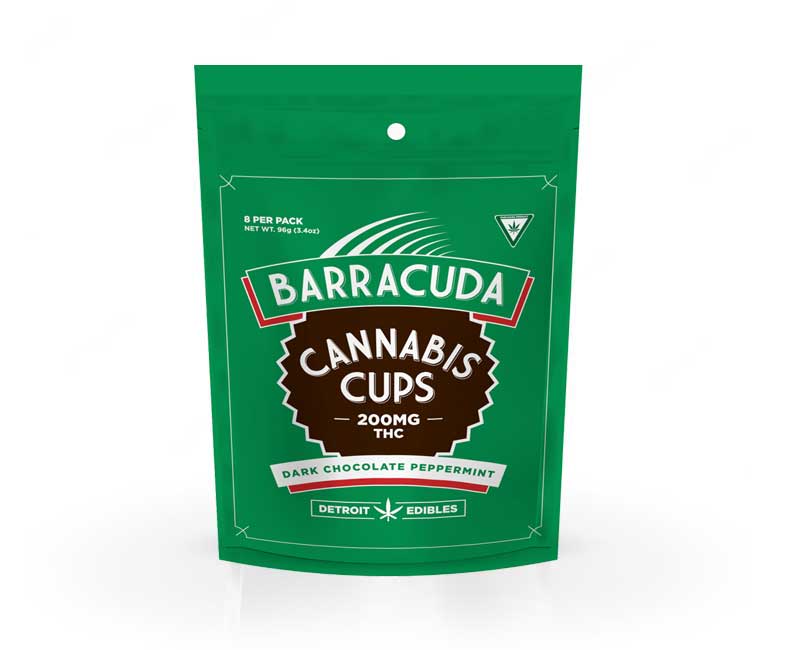 Photograph of product: Barracuda Cups - 200mg - Peppermint Dark Chocolate