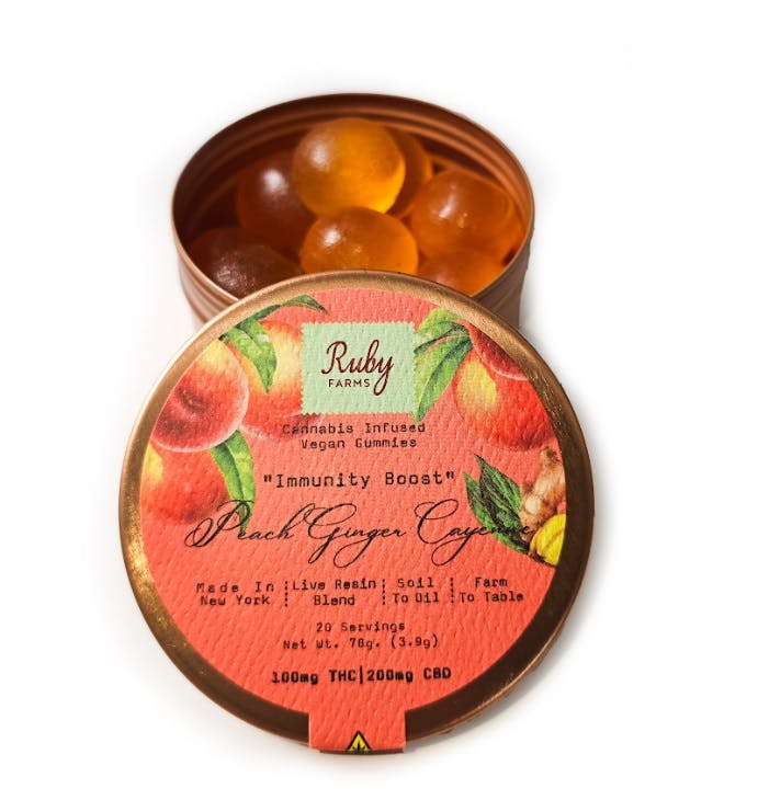 Photograph of product: Ruby Farms | Peach Ginger Cayenne | 100mg