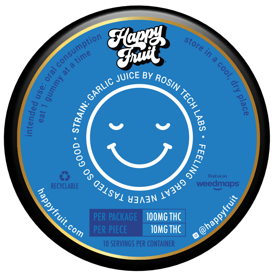 Photograph of product: HAPPY FRUIT - ROSIN GUMMIES - BERRY COOL 100MG