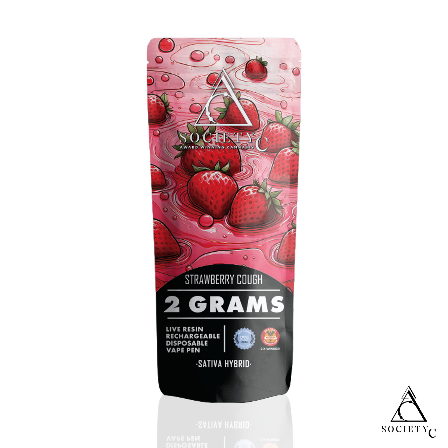 Photograph of product: Strawberry Cough Live Resin Disposable Cartridge | Society C | 2g (2/$60)
