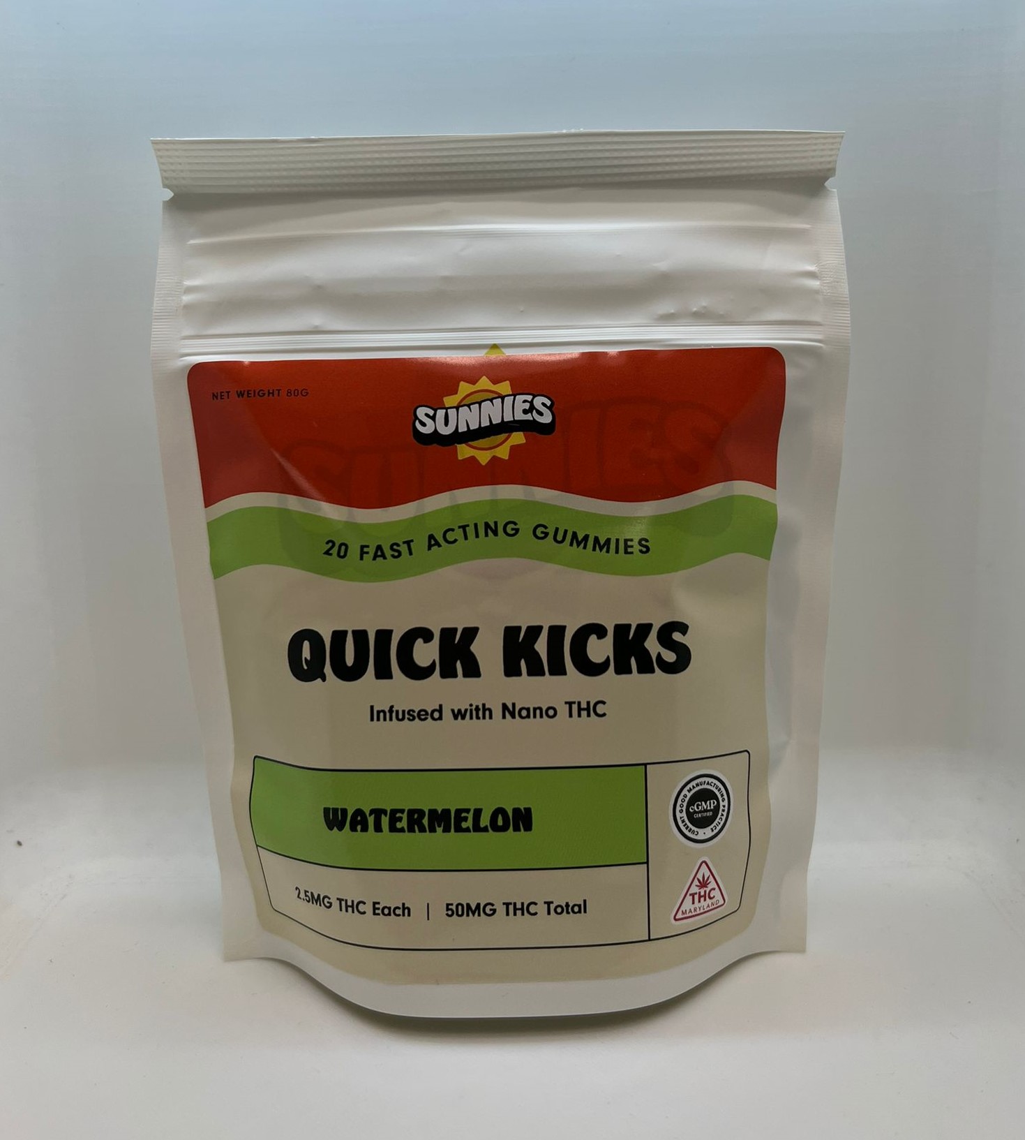 Photograph of product: Sunnies Nano Watermelon Gummies 2.5mg 20-pack