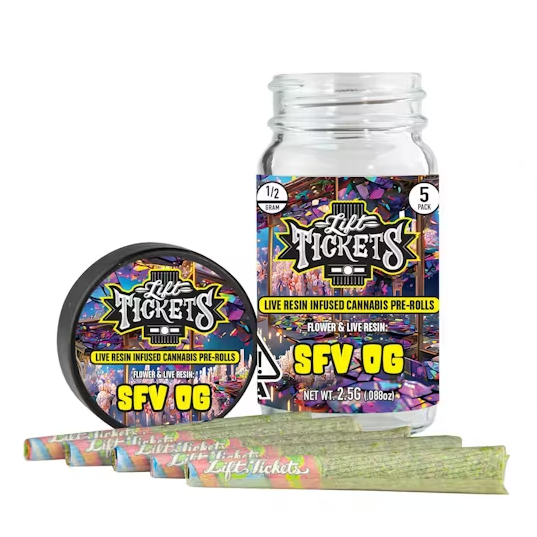 Photograph of Product: Lift Tickets | Infused Preroll  5pk | SFV OG