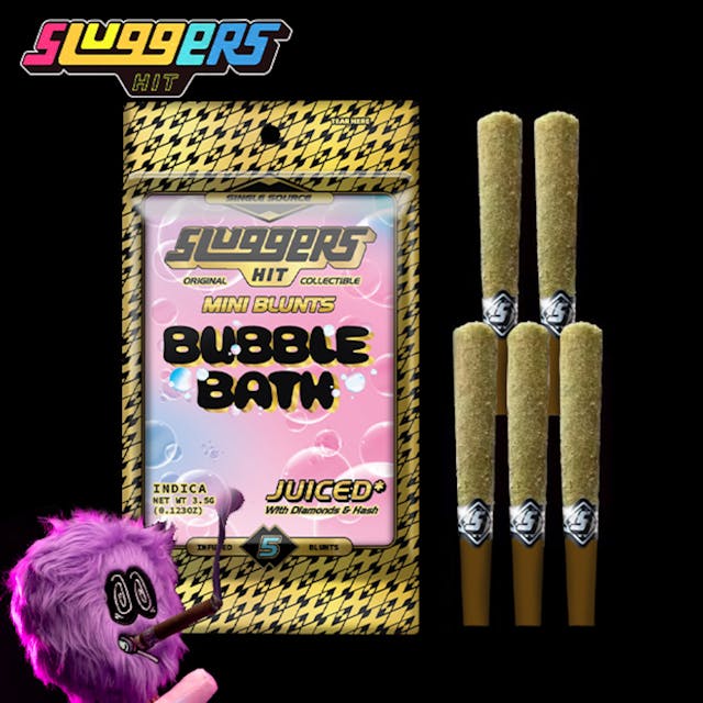 Photograph of product: Sluggers – Bubble Bath – Infused Mini Blunts – 5 Pack – 3.5g - 