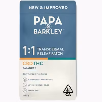 Photograph of product: Releaf Patch 1:1 CBD:TH-oui | 1:1 Patch| Papa & Barkley