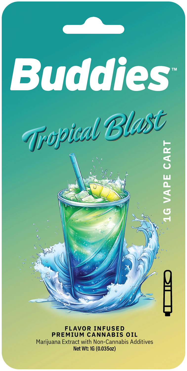 Photograph of product: BUDDIES - VAPE DISTILLATE - 1G - TROPICAL BLAST