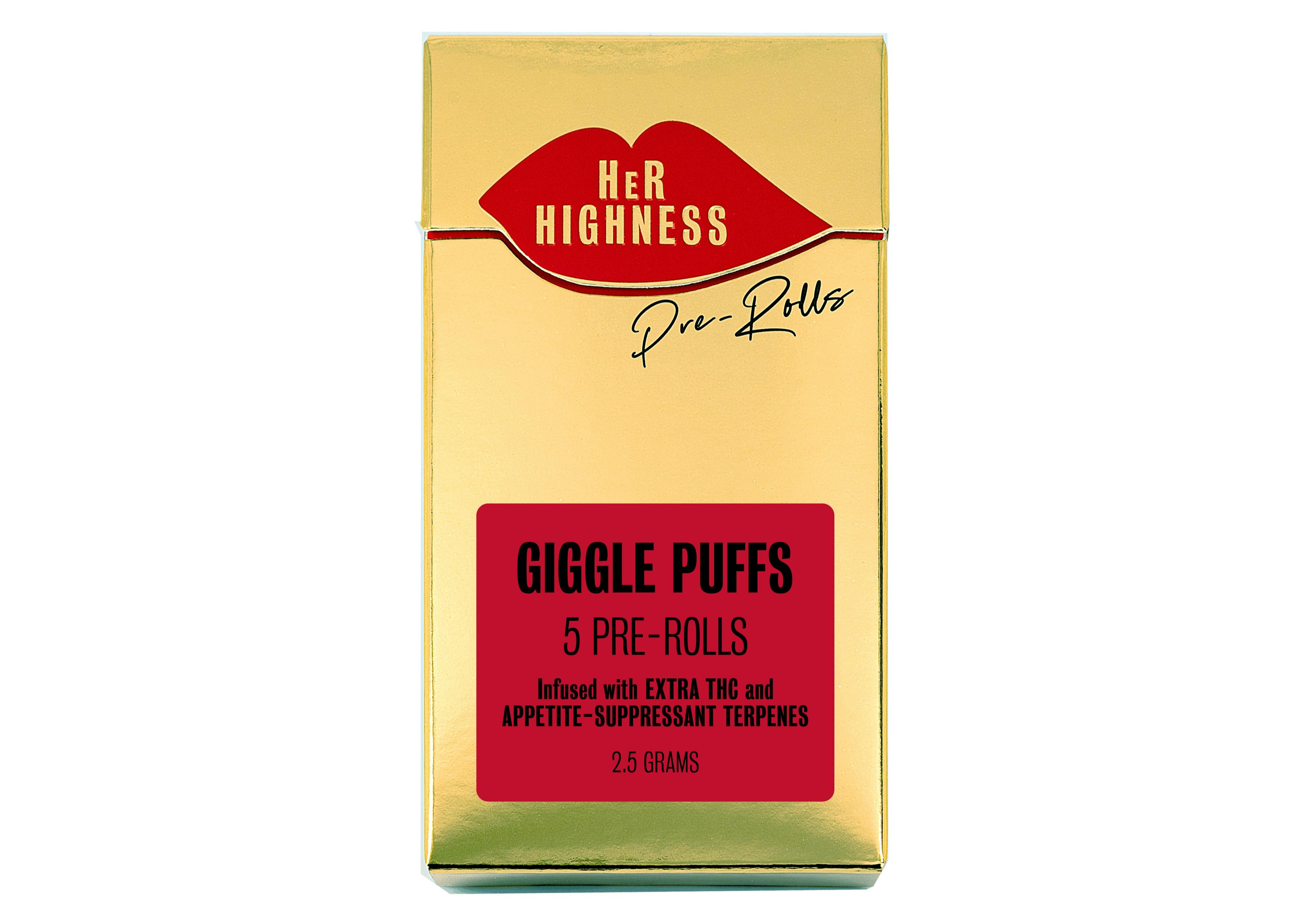 Photograph of product: Giggle Puffs Infused Pre-Roll 5pk - Her Highness
