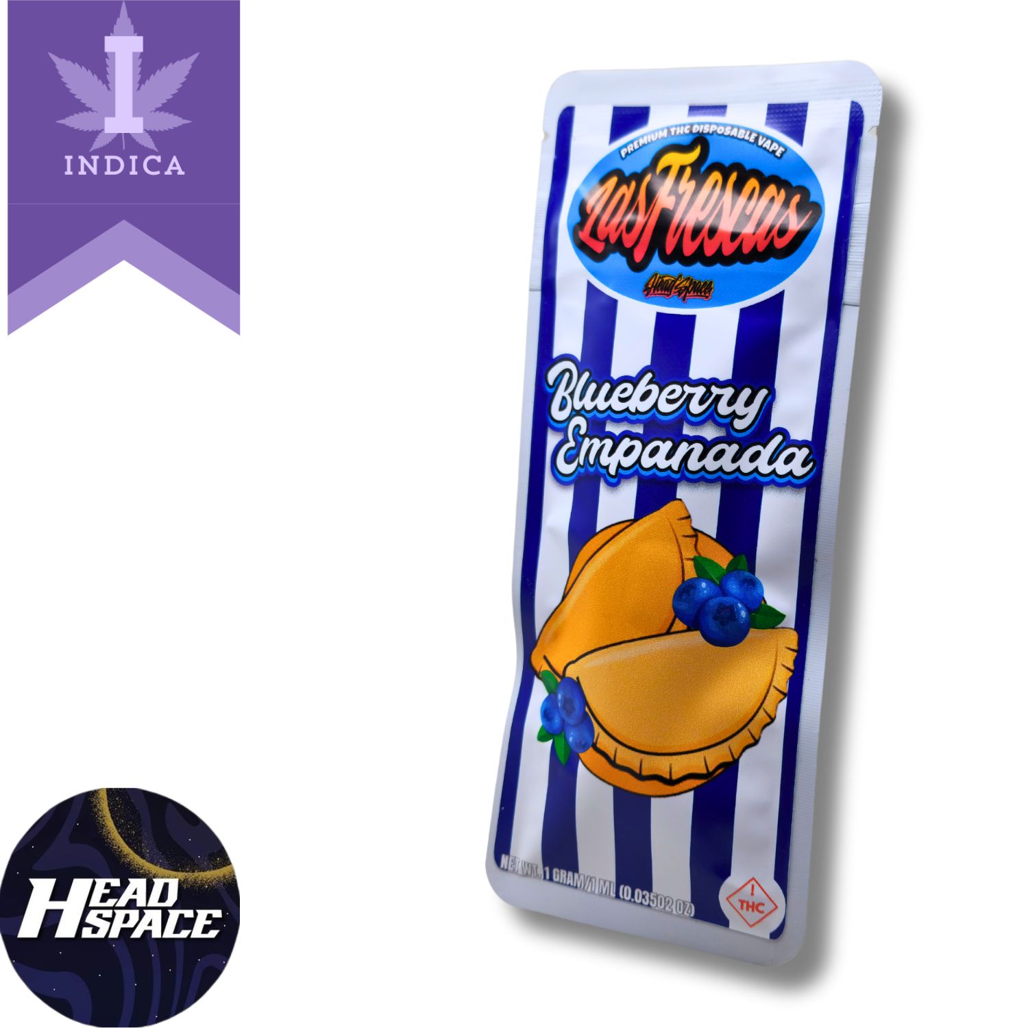 Photograph of product: HeS | Vaporizer | Disposable 1.0g | 1pk | Las Frescas Blueberry Empanada | 1ml