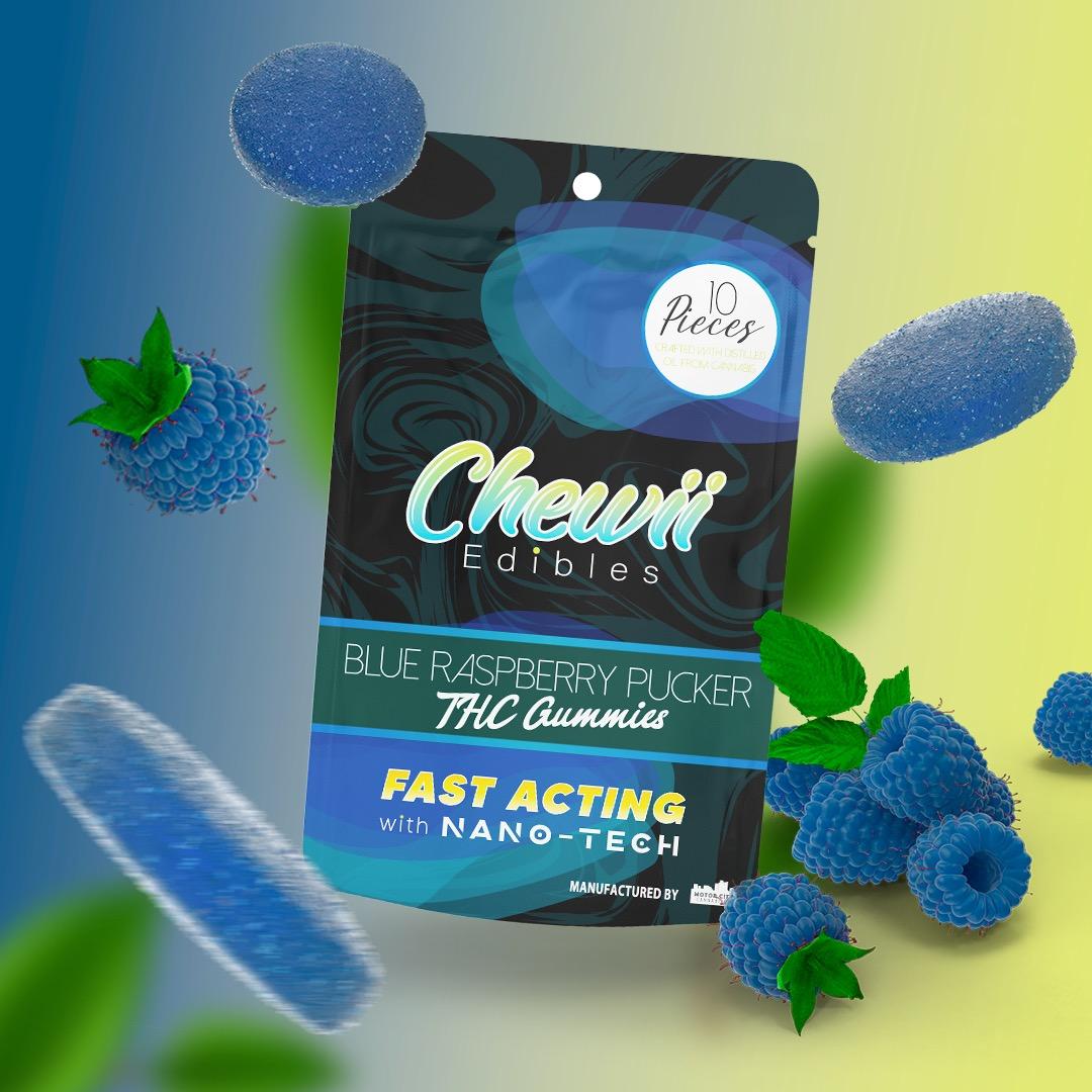 Photograph of product: Chewii - Gummies - Blue Raspberry Pucker - 200mg