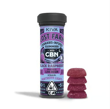 Photograph of product: Kiva - Lost Farm Gummies - Black Raspberry 10:5 (TH-oui/CBN) (Northern Lights)