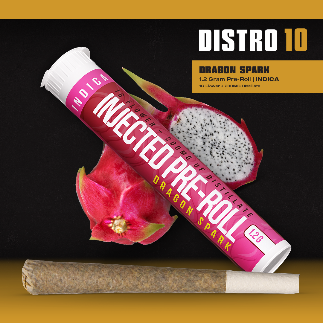 Photograph of product: Distro 10 Injected Preroll | Dragon Spark