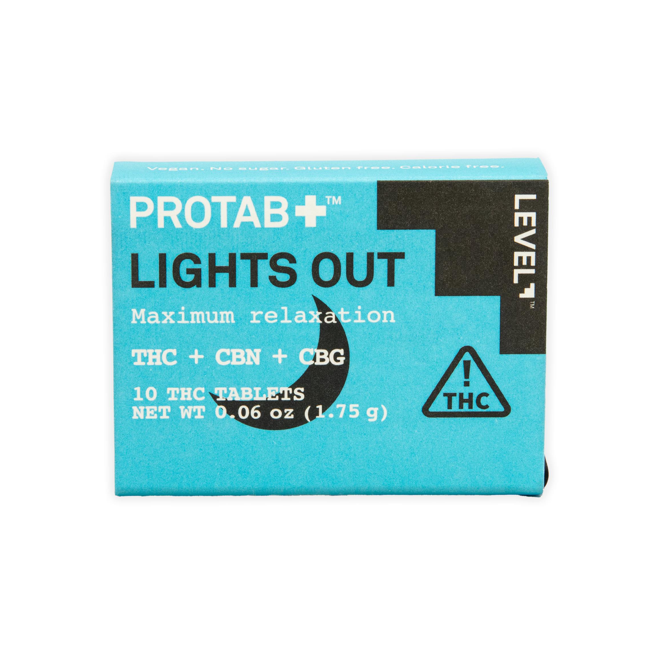 Photograph of product: PROTAB LIGHTS OUT 20:10:3 10PK [200MG TH-oui : 100MG CBN : 30MG CBG]
