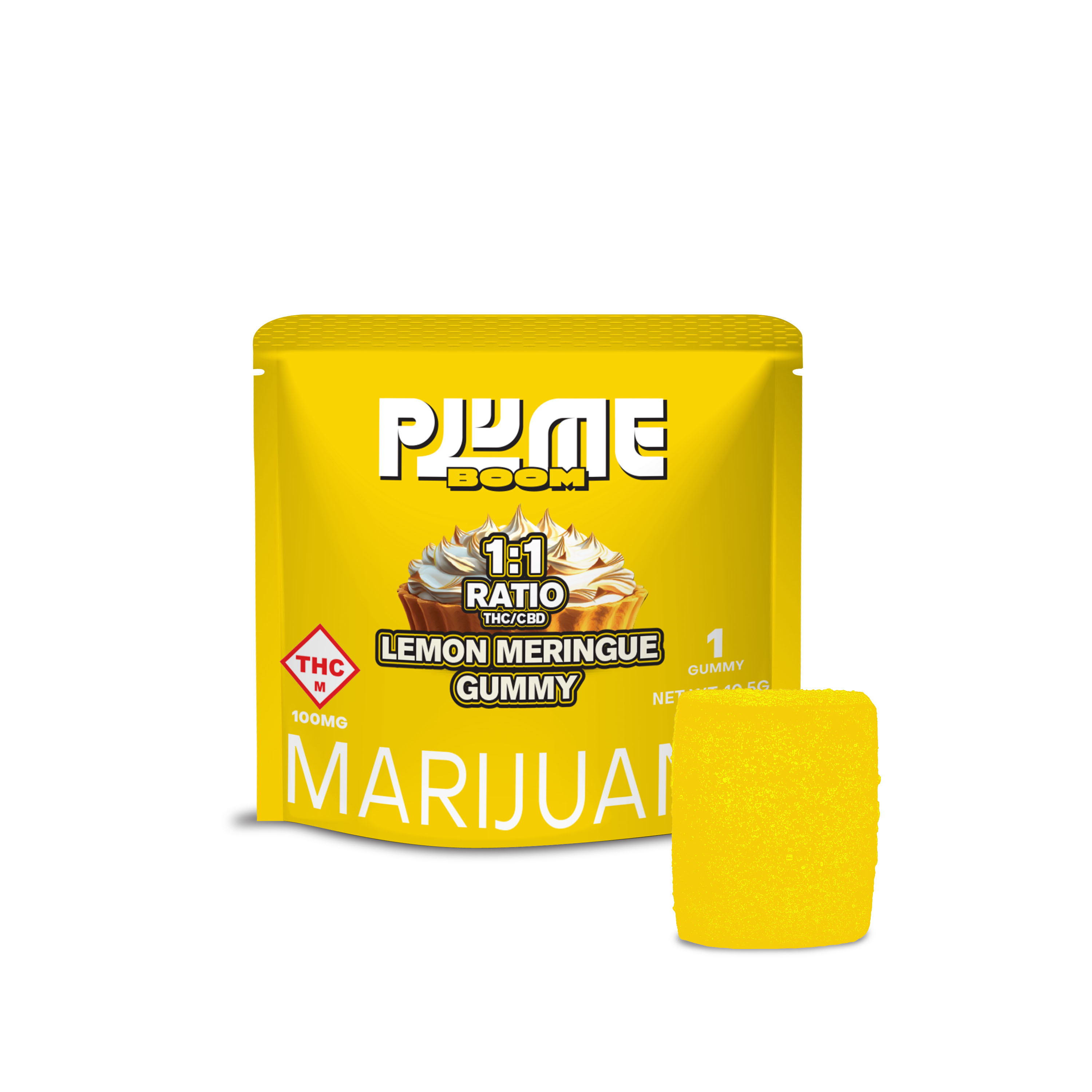 Photograph of product: Lemon Meringue Plume BOOM Gummy - 1:1 CBD:TH-oui - 100mg TH-oui 1 pcs. - Plume