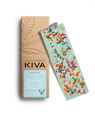 Photograph of product: Birthday Cake 100mg White Chocolate Bar By Kiva