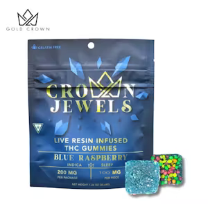 Photograph of product: Gold Crown- Blue Raspberry Crown Jewels- 200mg Edible