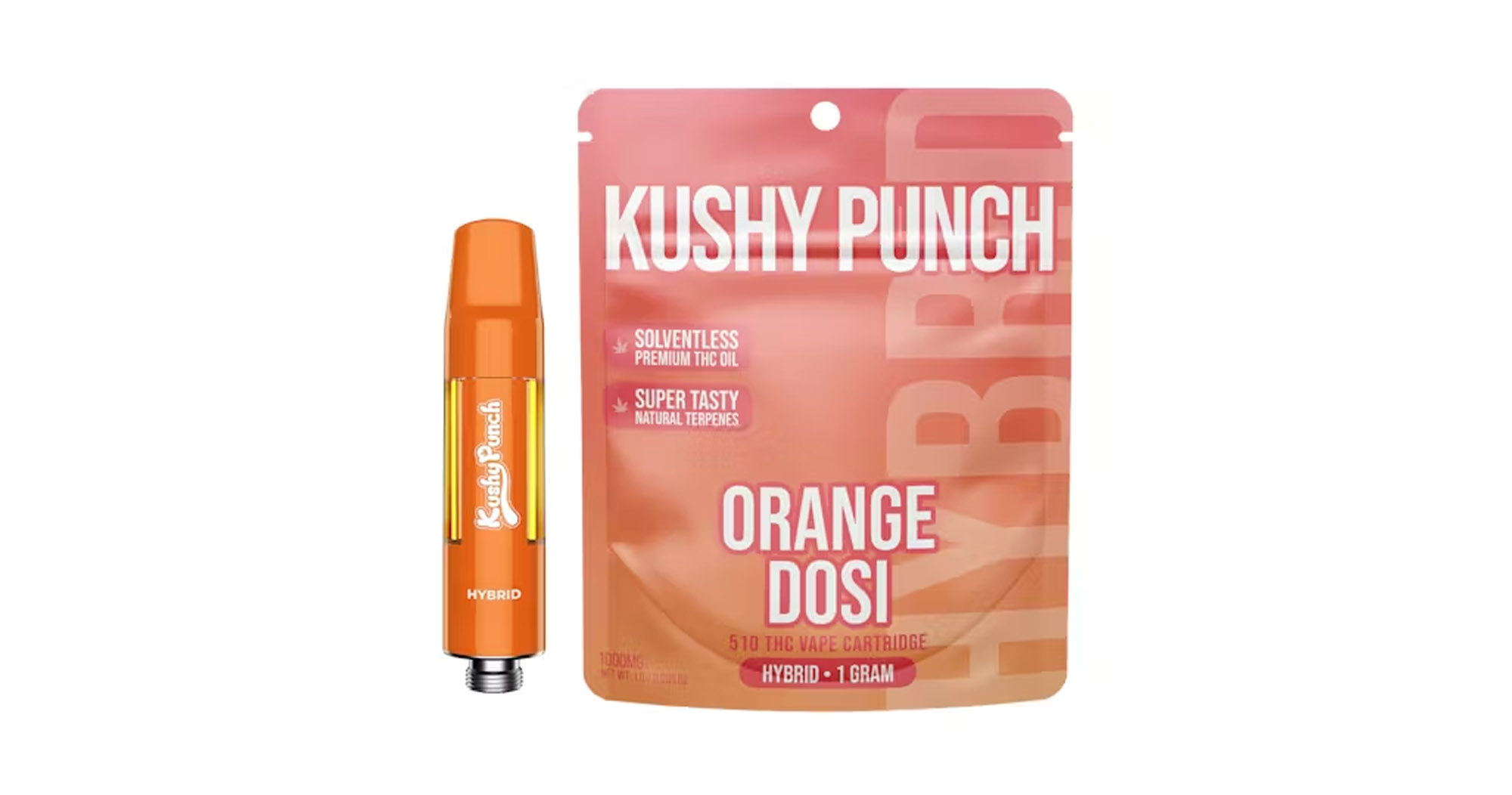 Photograph of product: KUSHY PUNCH CARTRIDGE 1G HYBRID ORANGE DOSI