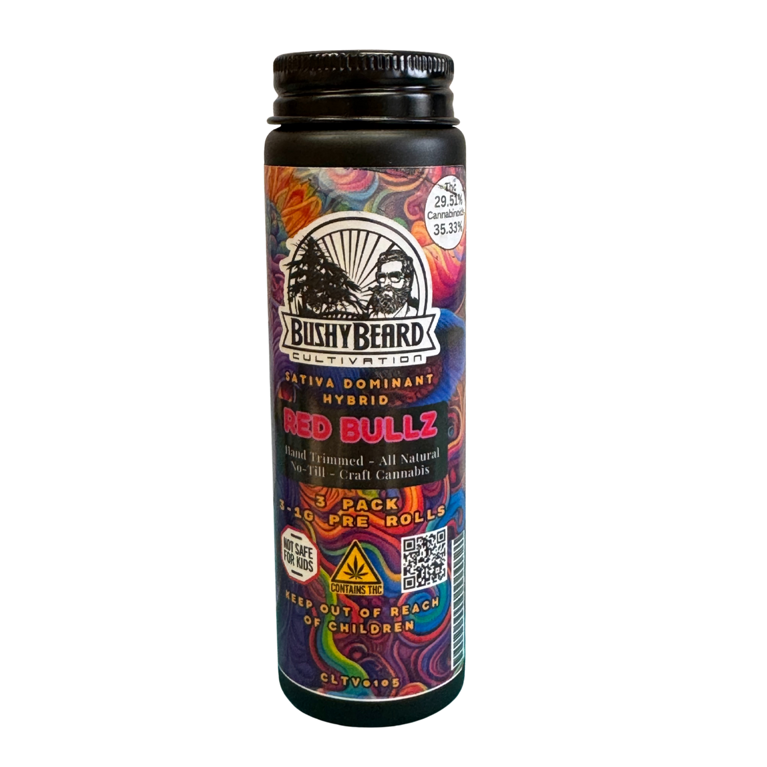 Photograph of product: Red Bullz I Pre-rolls 1g-3pk I Bushy Beard