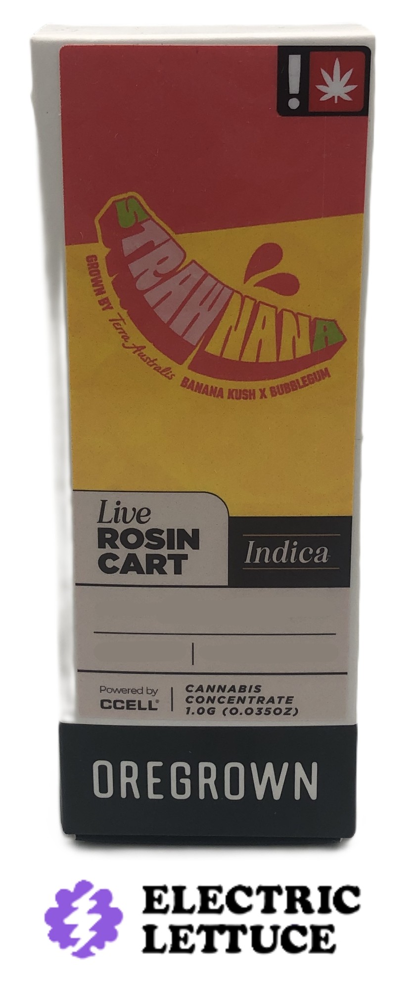 Photograph of product: Oregrown Strawnana Live Rosin Cartridge 1g