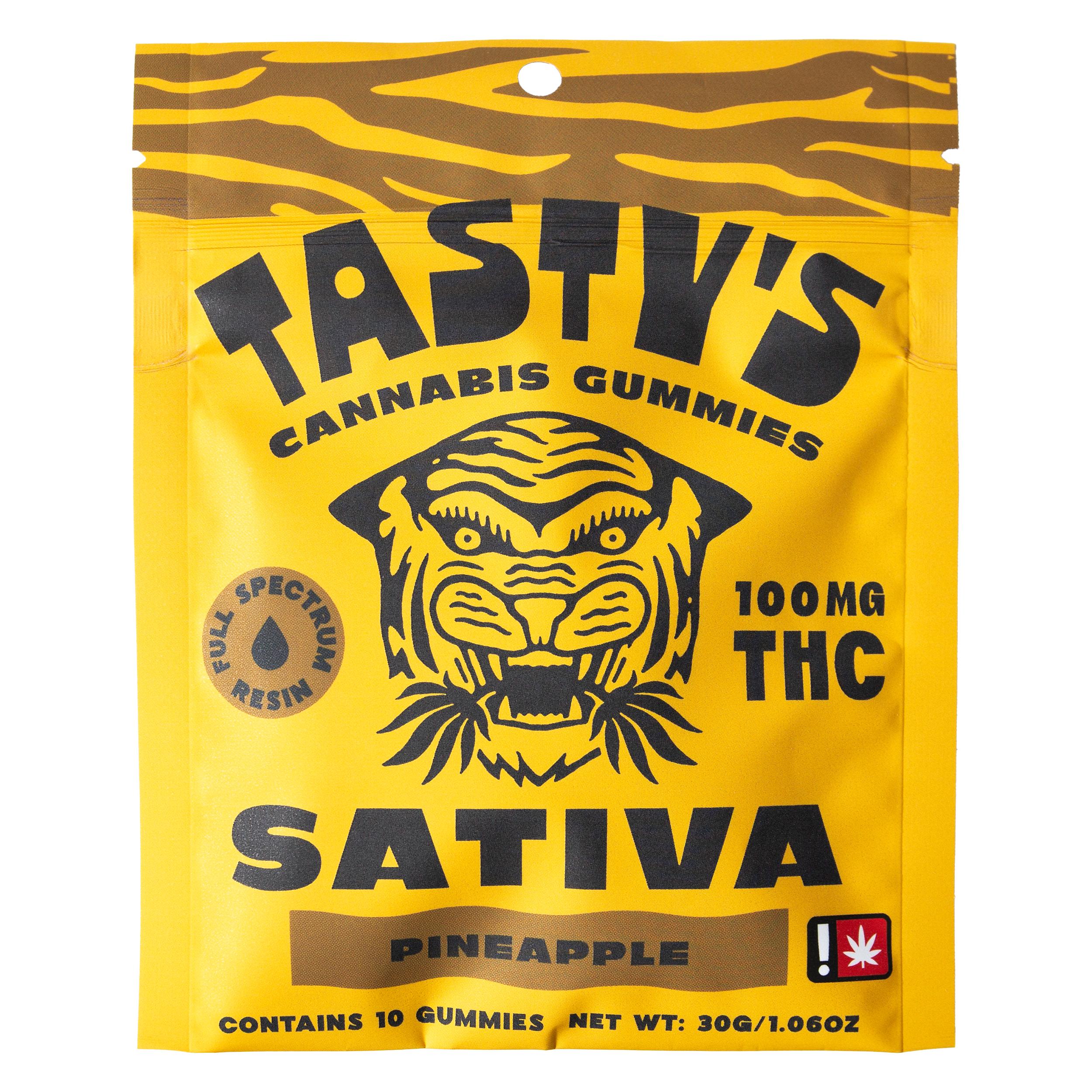 Photograph of product: Tasty's | Gummies 10pk| Pineapple | Oui'd | 100mg
