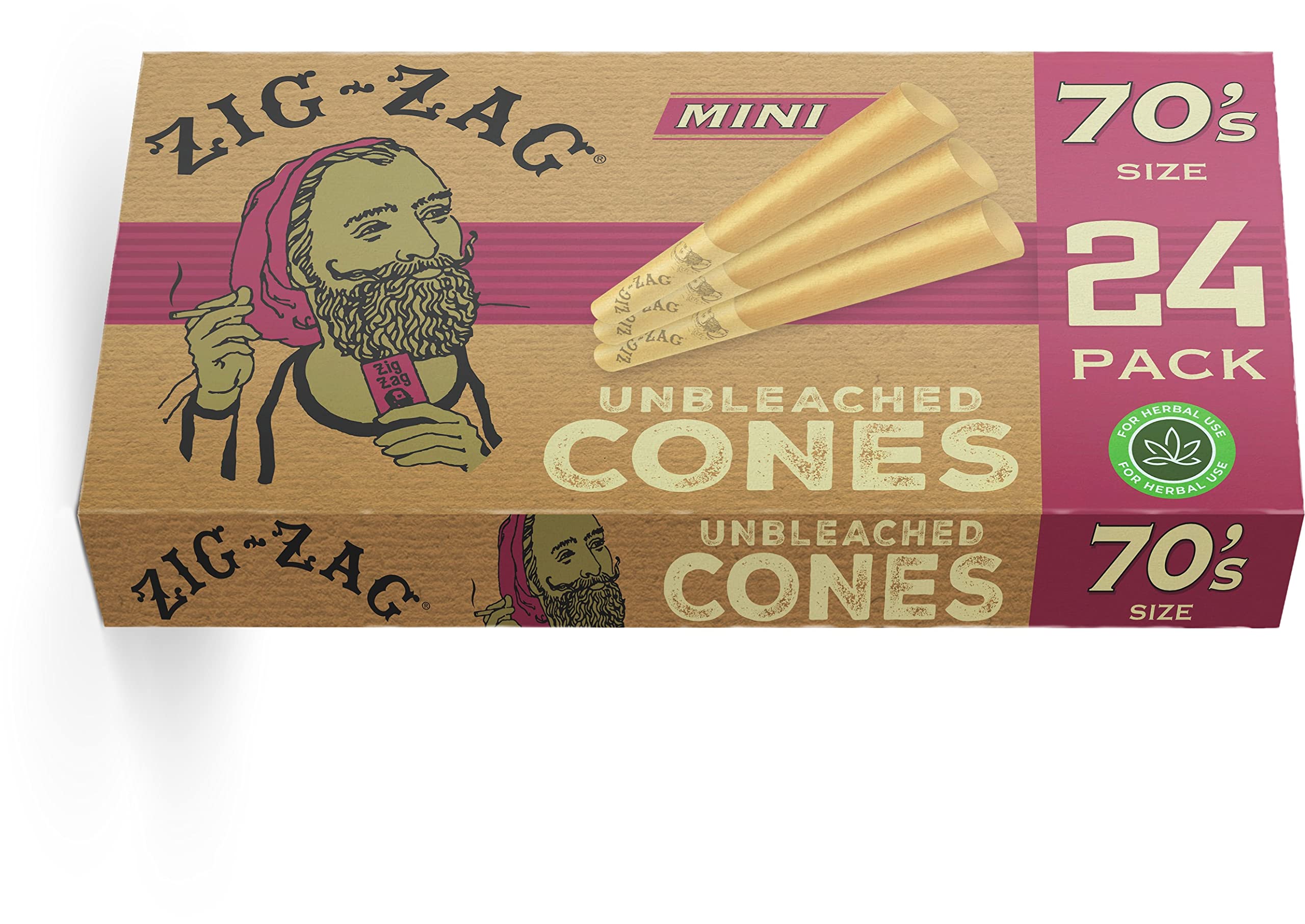 Photograph of product: Zig Zag Unbleached Cones | 70's 24pk