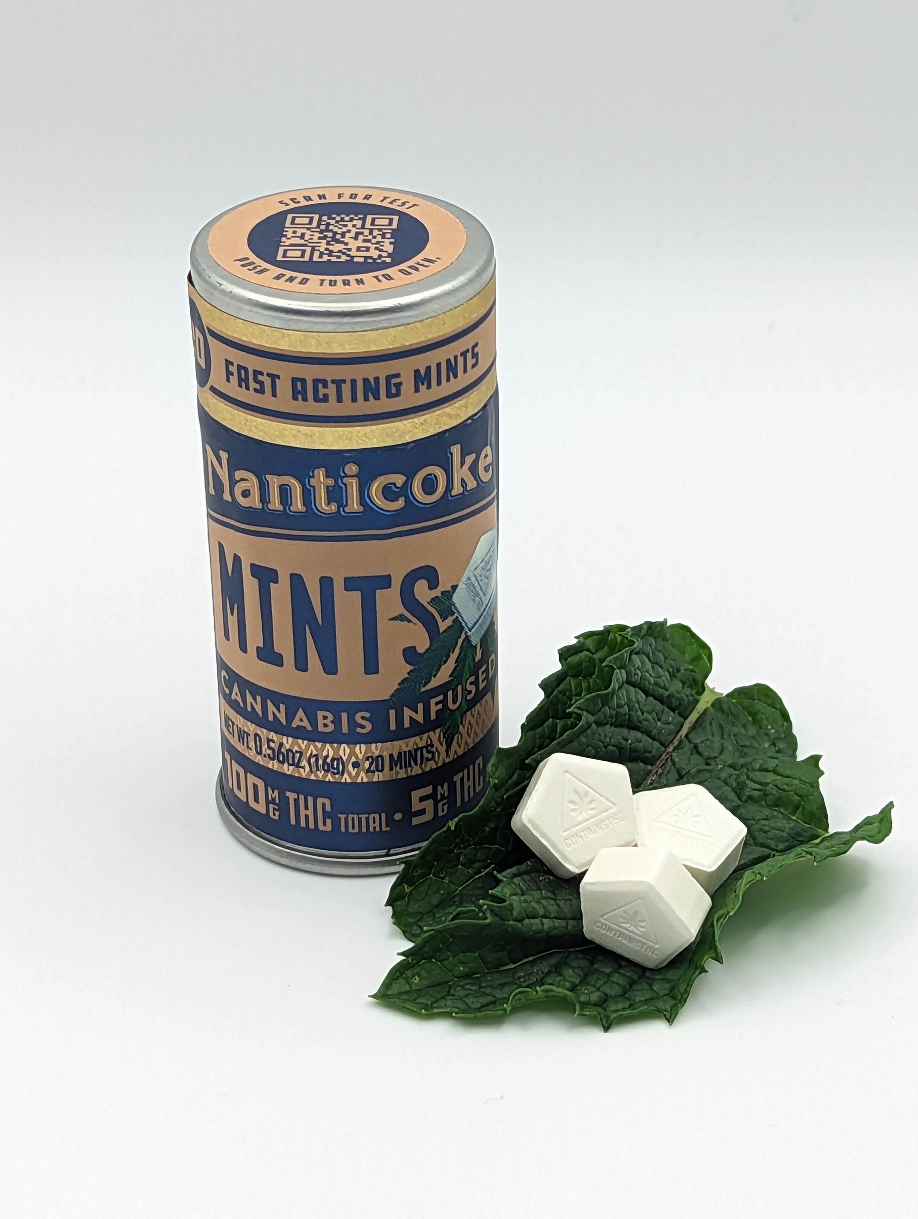 Photograph of product: Nanticoke Original Mints 100mg TH-oui 5mg TH-oui each
