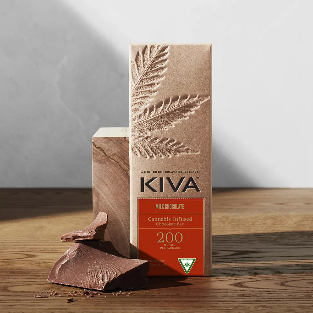 Photograph of product: KIVA | MILK CHOCOLATE BAR | MILK CHOCOLATE | 100MG
