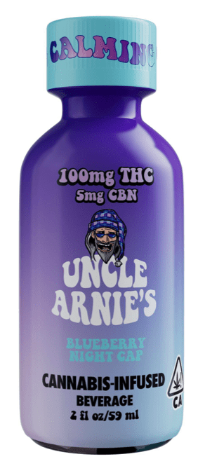 Photograph of product: SHOT - 20:1 CBN BLUEBERRY NIGHT CAP 100MG - UNCLE ARNIE'S