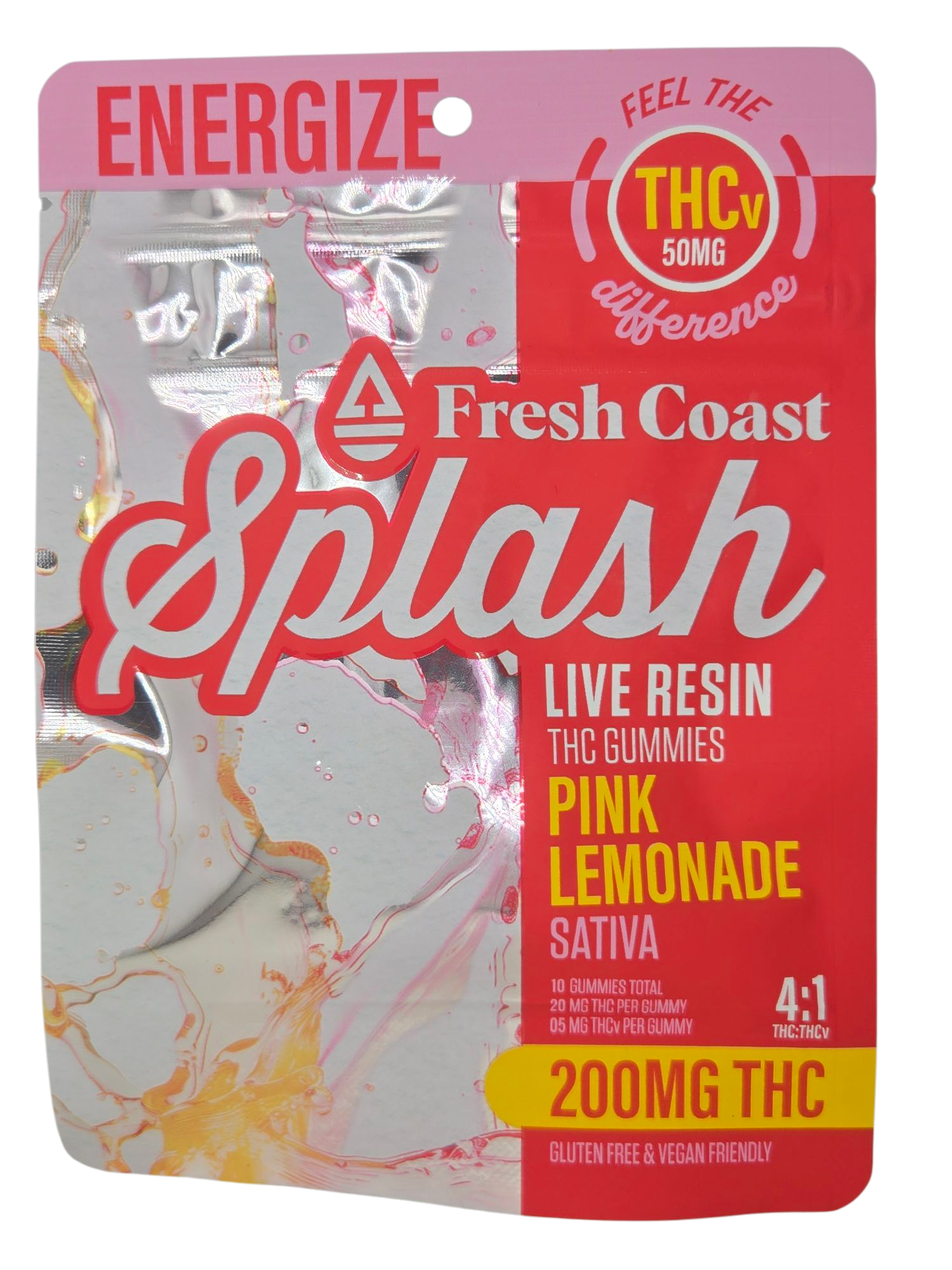Photograph of product: Pink Lemonade | 4:1 Thc:Thcv 200mg Live Resin Gummies