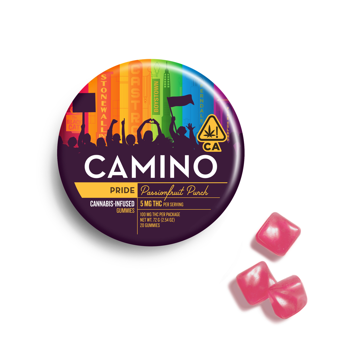 Photograph of Product: Camino 'Pride' Passionfruit Punch Gummies [20pk] (100mg THC)